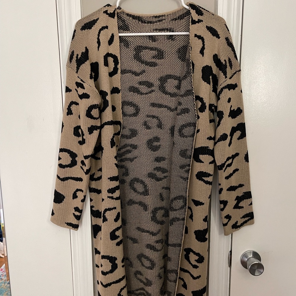 Leopard Print Oversized Cardigan